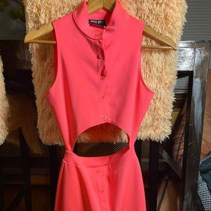 NASTY GAL - Size 6 - cut out hot pink mini dress